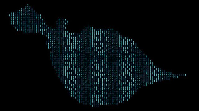Heard Island and McDonald Islands Binary code map animation, Digital data visualization, alpha layer
