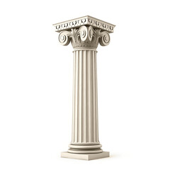 Obraz premium Ancient Greek or Roman marble column, a classic antique architectural pillar isolated on a white background