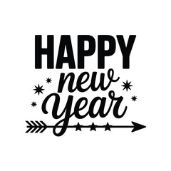 Happy new year lettering with arrow and stars, a modern and stylish graphic for new years eve celebrations and holiday greetings