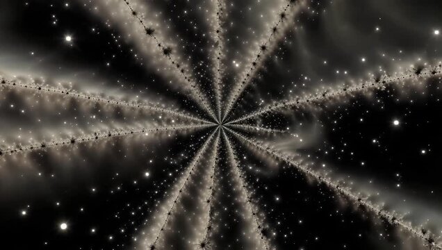 Seamlessly looping ultra high definition 4K abstract motion graphic background featuring a flowing digital wave of small black dots interspersed with glowing defocused particles creating a creative