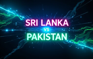 Sri Lanka vs Pakistan Neon Energy Sports Banner with Lightning Effects