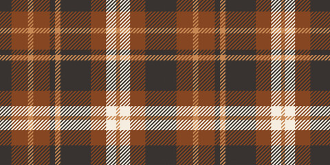 A seamless tartan plaid pattern featuring a warm combination of brown, black, and white tones. Ideal for textile design, fashion, home decor, and creative projects with a rustic and classic aesthetic.