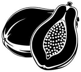 A black and white illustration of an acorn fruit, black, fig, fruit, illustration, image, papaya, profile, white, against transparent background