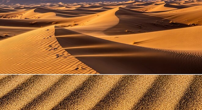 Golden Sand Dunes - A Serene Desert Landscape with Rippling Textures.