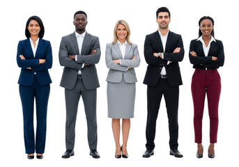 Obraz premium Diverse of business people standing and crossed arms isolated on white