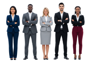 Diverse of business people standing and crossed arms isolated on white