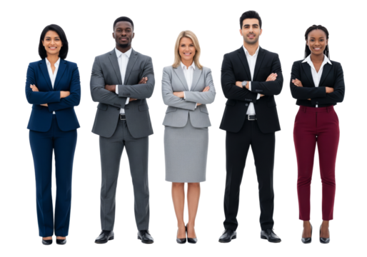 Diverse of business people standing and crossed arms isolated on white
