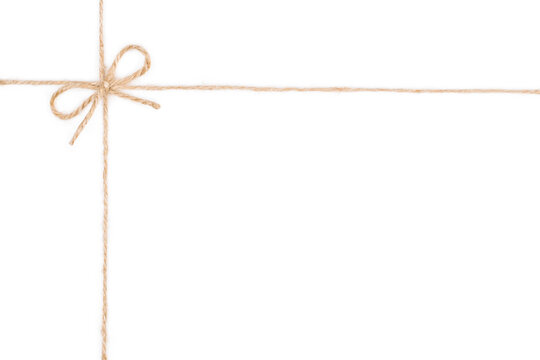Twine String Tied in Bow Isolated on White Background