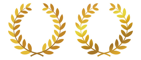 Set of golden olive branches for decorating awards, medals and certificates
