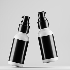 Dynamic Duo Airless Pump Bottle Mockups with Blank Labels