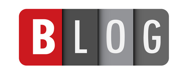 BLOG grey and red typography banner on transparent background