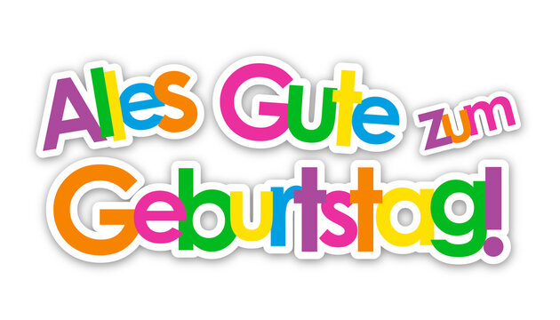 ALLES GUTE ZUM GEBURTSTAG colorful typography banner on transparent background