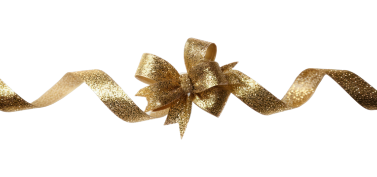 PNG Glittering gold ribbon decoration - Powered by Adobe