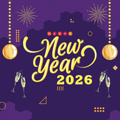 Happy New Year design vector. trendy new year 2026 design template.