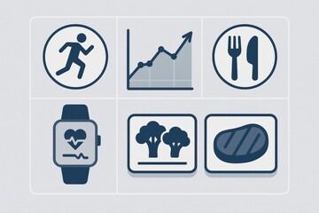 Comprehensive visual representation of health analytics showcasing fitness tracking, dietary choices, heart monitoring, nutrition metrics, and lifestyle optimization strategies