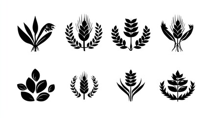 Obraz premium Diverse collection of black agricultural emblems and logos.