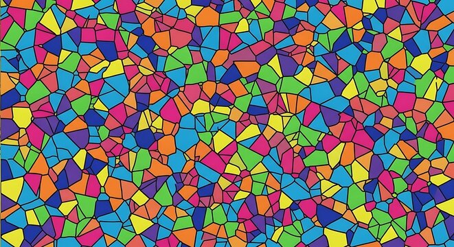 Vibrant Mosaic of Abstract Shapes - A Colorful and Dynamic Design.