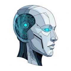 AI robot head vector illustration isolated