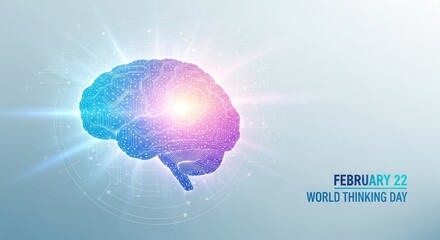 Digital Brain Concept for World Thinking Day. Ai generation