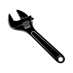 Obraz premium Silhouette of an adjustable wrench, a common tool for mechanics and diy enthusiasts