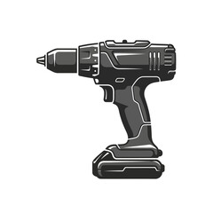Black cordless power drill with battery