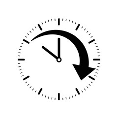 Clock face with a curved arrow indicating time passing