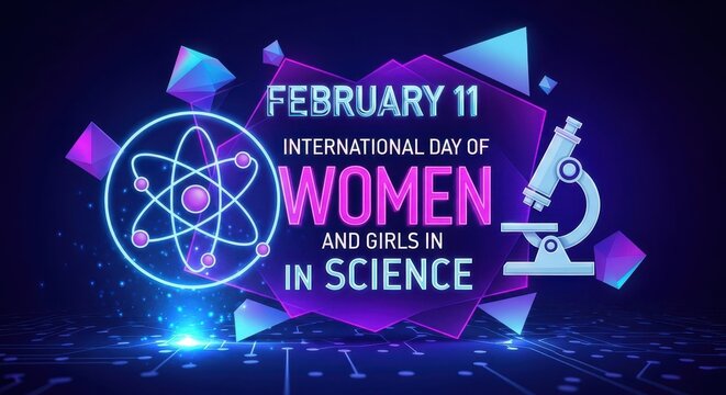 International Day of Women and Girls in Science Graphic. Ai generation