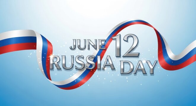 Russia Day Celebration Banner with Ribbon. Ai generation