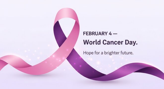 World Cancer Day Ribbon with Hope Message. Ai generation