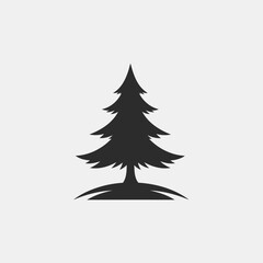 Obraz premium Black silhouette of a pine tree with sweeping ground detail