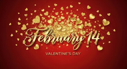 Naklejka premium Valentine's Day Celebration with Gold Hearts. Ai generation