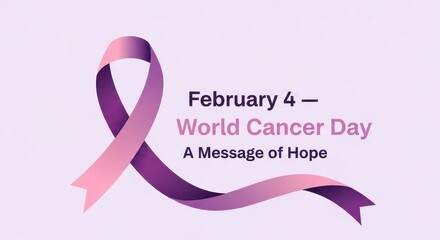 World Cancer Day Ribbon with Message of Hope. Ai generation
