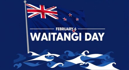 Waitangi Day Celebration with New Zealand Flag. Ai generation