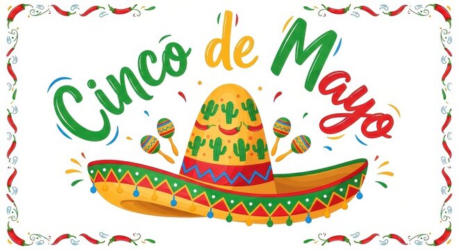 Cinco de Mayo Celebration with Sombrero. Ai generation