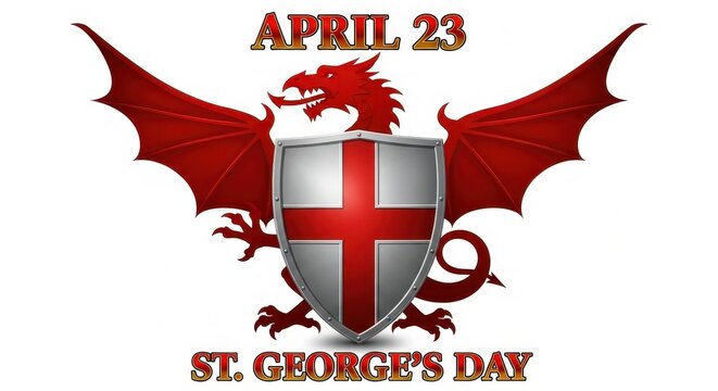 St. George's Day Dragon and Shield. Ai generation