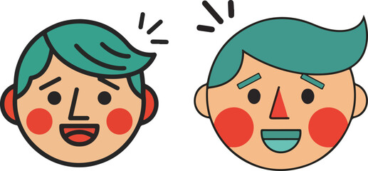 Retro Mood Icons Set Happy Stressed Calm Tired Flat Vector Illustration