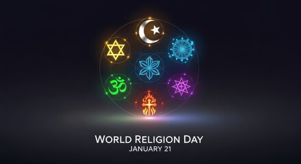 World Religion Day Symbols. Ai generation