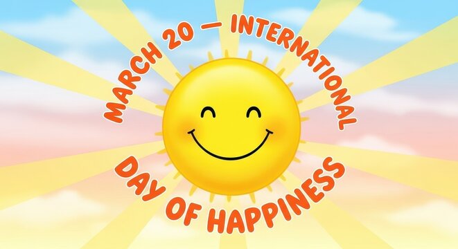 International Day of Happiness Celebration with Sun. Ai generation