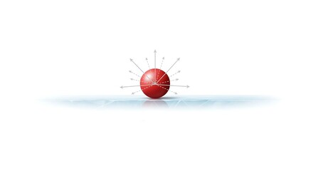 Dynamic red sphere emitting outward radiating arrows symbolizes energy transfer or influence across a clean, abstract background