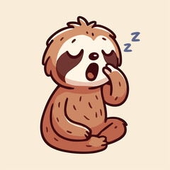 Naklejka premium Cartoon sloth yawning and feeling sleepy