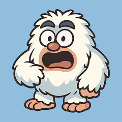 Furry mascot with shocked cartoon expression