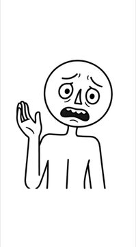 Minimalist Line Drawing of Person Covering Face in Disbelief or Frustration