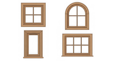 Four wooden window frame in different style