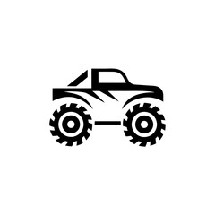Illustration of a monster truck icon on transparent background silhouette