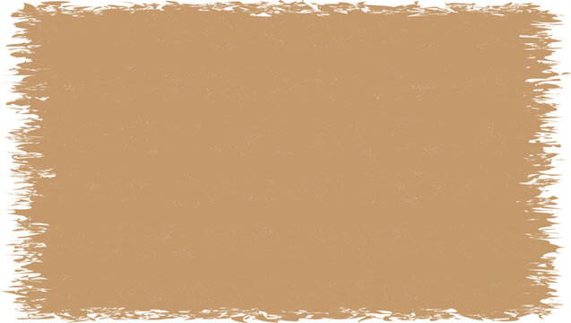 Brown paper texture with rough brush border and distressed edge on transparent background