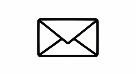 Illustration of a simple black outlined envelope on a white background communication concept design