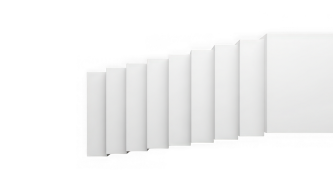 White stairs, studio shot, top view