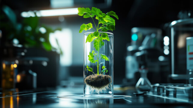 Fascinating plant growth experiment in a laboratory showcasing roots in water