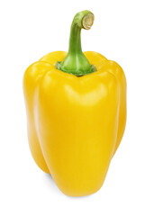 Whole yellow bell pepper with green stem