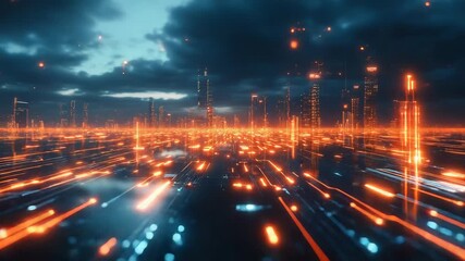 Digital city network sending data high speed streams - Powered by Adobe